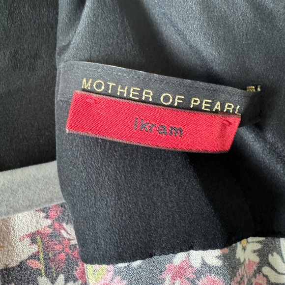 Mother of Pearl Black Floral Maxi Dress with Pink Trim - Picture 4 of 4